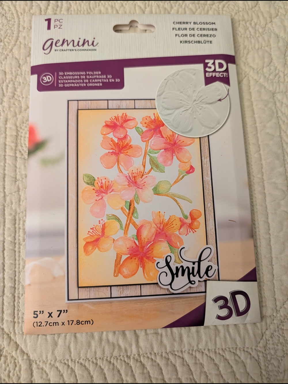 Gemini Cherry Blossom 3D Embossing Folder - Pink & Orange Floral